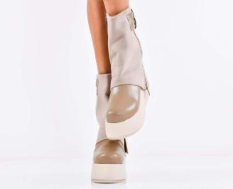 Дамски боти на платформа бежови EOBUVKIBG