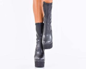 Дамски боти на платформа черни EOBUVKIBG