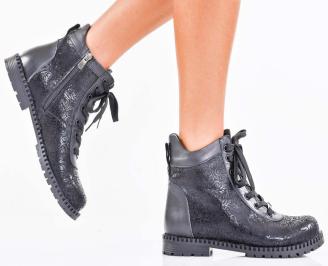 Дамски боти естествена  кожа черни EOBUVKIBG