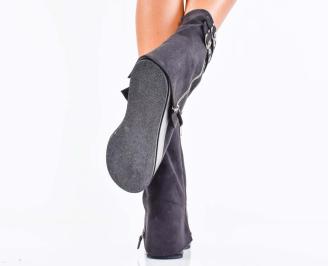 Дамски боти на платформа черни EOBUVKIBG