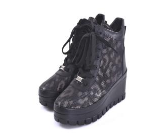 Дамски боти естествена  кожа черни EOBUVKIBG