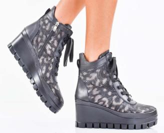 Дамски боти естествена  кожа черни EOBUVKIBG