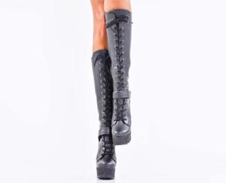 Дамски ботуши на платформа черни EOBUVKIBG