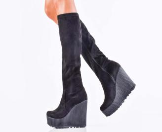 Дамски ботуши на платформа черни EOBUVKIBG