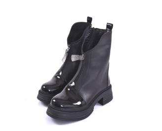 Дамски боти естествена  кожа черни EOBUVKIBG