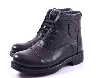 Мъжки боти естествена кожа черни EOBUVKIBG