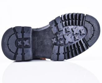 Мъжки боти естествена кожа  кафеви EOBUVKIBG