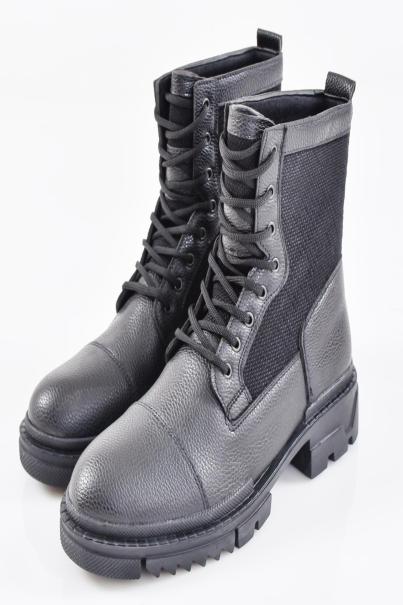 Мъжки боти естествена кожа черни EOBUVKIBG