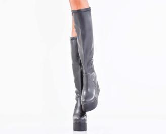 Дамски ботуши на платформа черни EOBUVKIBG