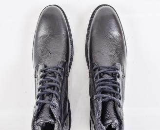 Мъжки боти естествена кожа черни EOBUVKIBG