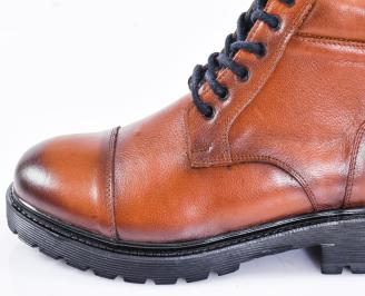 Мъжки боти естествена кожа кафяви EOBUVKIBG