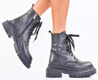 Дамски боти естествена кожа черни EOBUVKIBG