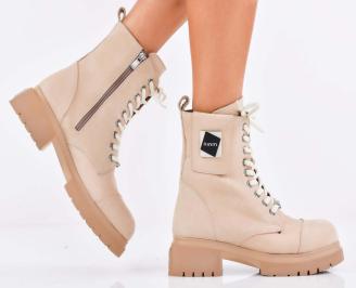 Дамски боти естествен набук бежови EOBUVKIBG