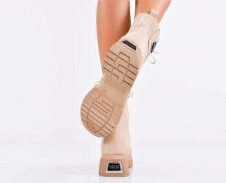 Дамски боти естествен набук бежови EOBUVKIBG