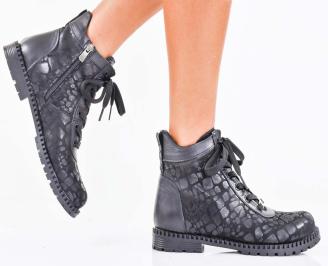 Дамски боти естествена кожа черни EOBUVKIBG