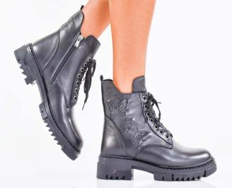 Дамски боти естествена кожа черни EOBUVKIBG