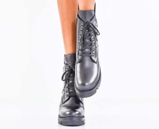 Дамски боти естествена кожа черни EOBUVKIBG