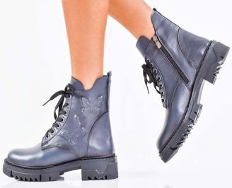 Дамски боти естествена кожа сини EOBUVKIBG