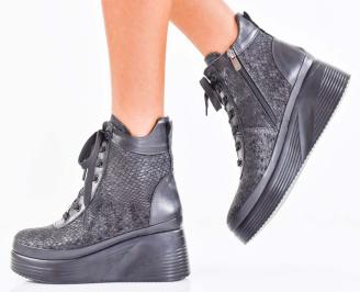 Дамски боти естествена кожа черни EOBUVKIBG