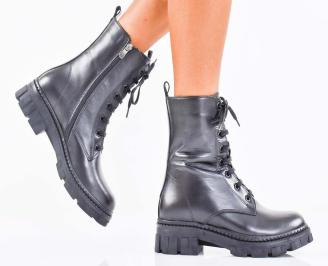 Дамски боти естествена кожа черни EOBUVKIBG