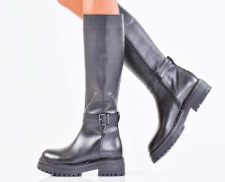 Дамски ботуши естествена кожа черни EOBUVKIBG