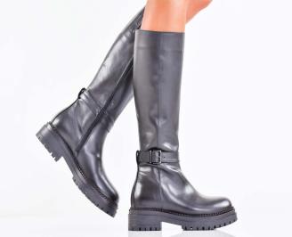 Дамски ботуши естествена кожа черни EOBUVKIBG