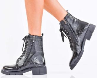 Дамски боти естествен лак черни EOBUVKIBG