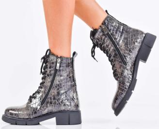 Дамски боти естествен лак сиви EOBUVKIBG