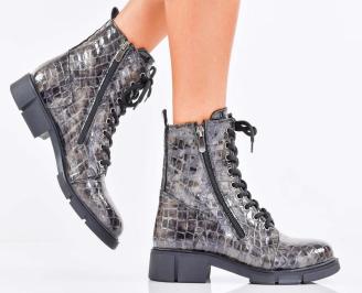 Дамски боти естествен лак сиви EOBUVKIBG