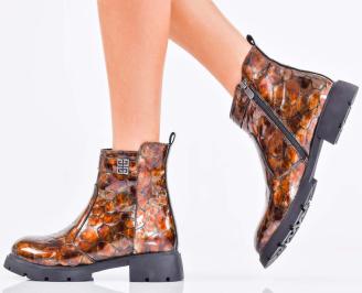 Дамски боти естествен лак бордо EOBUVKIBG