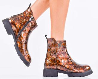 Дамски боти естествен лак бордо EOBUVKIBG