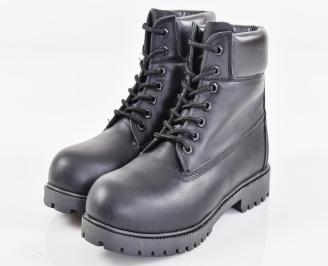 Мъжки боти естествена кожа черни EOBUVKIBG