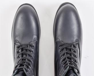 Мъжки боти естествена кожа черни EOBUVKIBG