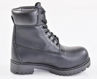 Мъжки боти естествена кожа черни EOBUVKIBG