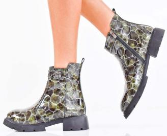 Дамски боти естествен лак зелени EOBUVKIBG