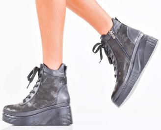 Дамски боти естествена кожа черни EOBUVKIBG