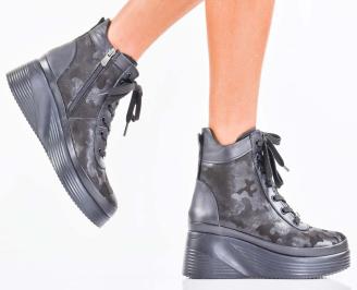 Дамски боти естествена кожа черни EOBUVKIBG