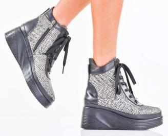 Дамски боти естествена кожа черни EOBUVKIBG