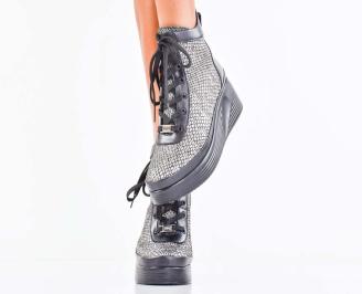 Дамски боти естествена кожа черни EOBUVKIBG