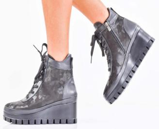 Дамски боти естествена кожа черни EOBUVKIBG