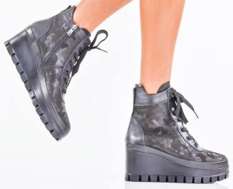 Дамски боти естествена кожа черни EOBUVKIBG