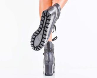 Дамски боти естествена кожа черни EOBUVKIBG