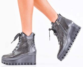 Дамски боти естествена кожа черни EOBUVKIBG