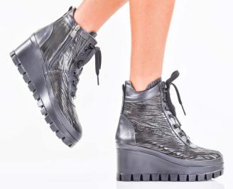 Дамски боти естествена кожа черни EOBUVKIBG