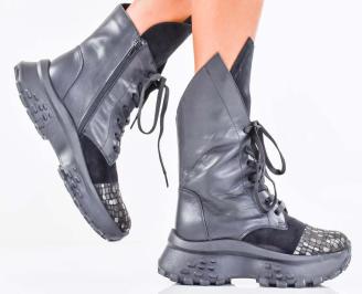 Дамски боти естествена кожа черни EOBUVKIBG