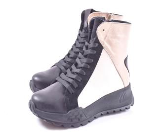 Дамски боти естествена кожа черни EOBUVKIBG