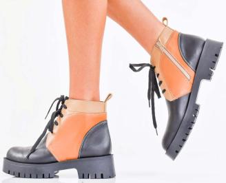 Дамски боти естествена кожа черни EOBUVKIBG