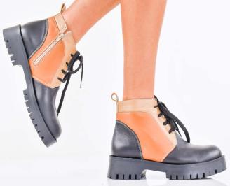 Дамски боти естествена кожа черни EOBUVKIBG