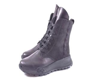 Дамски боти естествена кожа черни EOBUVKIBG