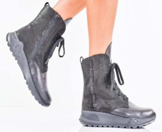 Дамски боти естествена кожа черни EOBUVKIBG